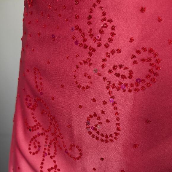 Y2K Prom Dress Maxi Gown M Red Ombre Vintage Corset Bead Whimsigoth Princess 90s - Picture 6 of 9